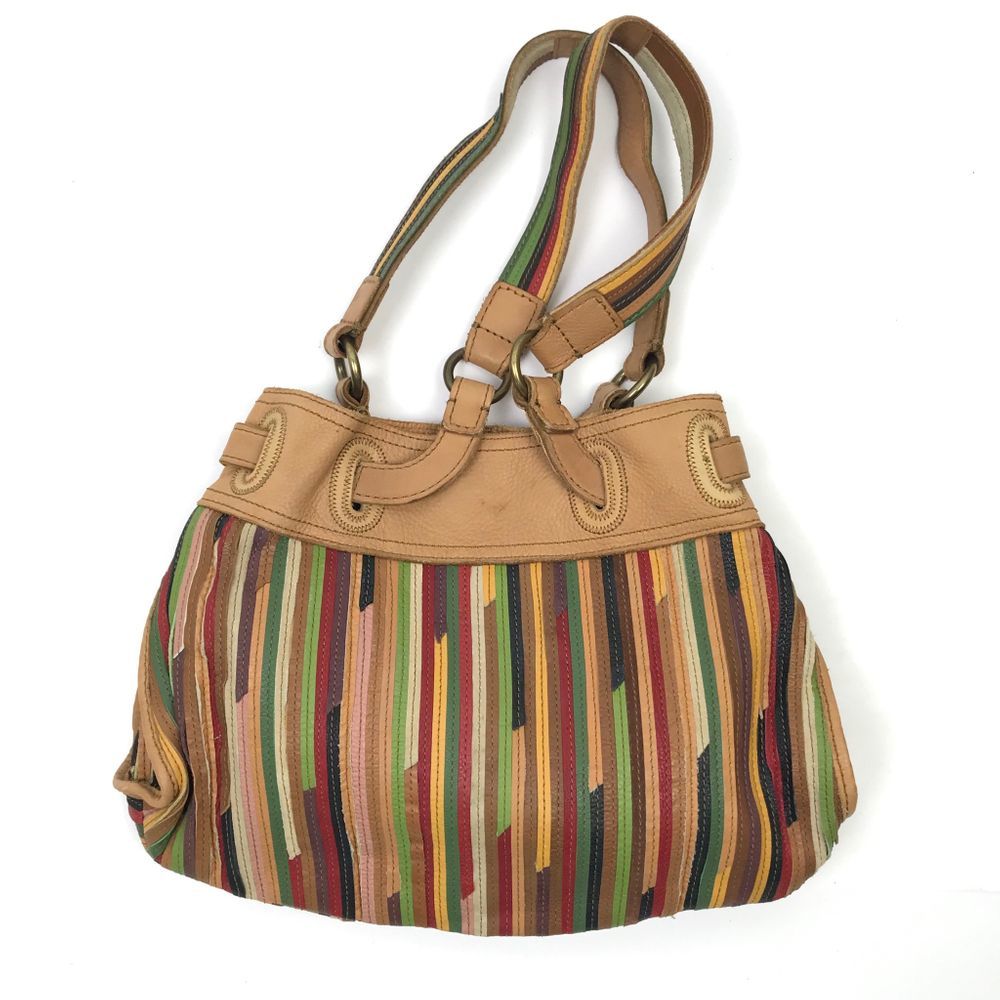 Lucky Brand Vintage Leather Patchwork Boho Bag Purse Festival